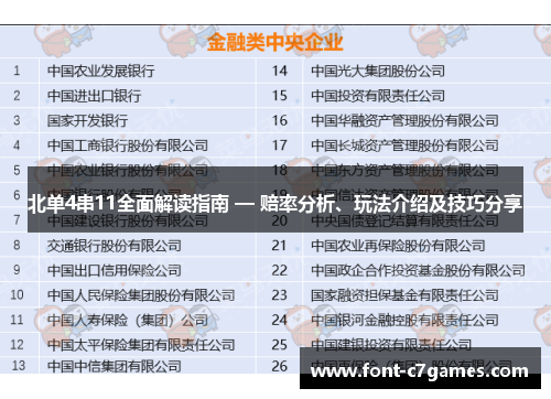 北单4串11全面解读指南 — 赔率分析、玩法介绍及技巧分享